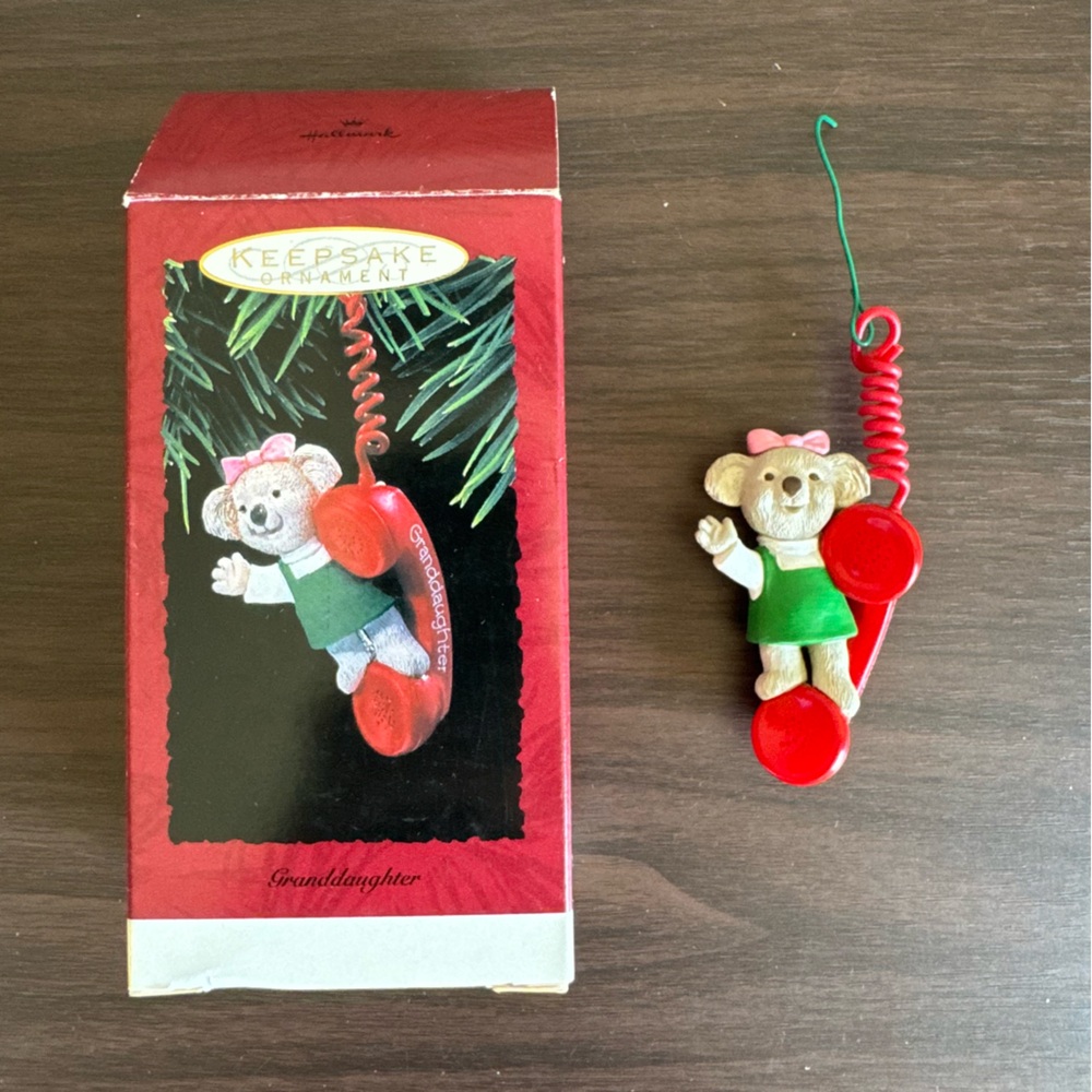 Hallmark Keepsake Ornament Granddaughter Koala‎ Phone 1993 Dated Christmas